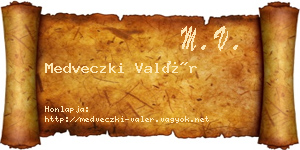 Medveczki Valér névjegykártya